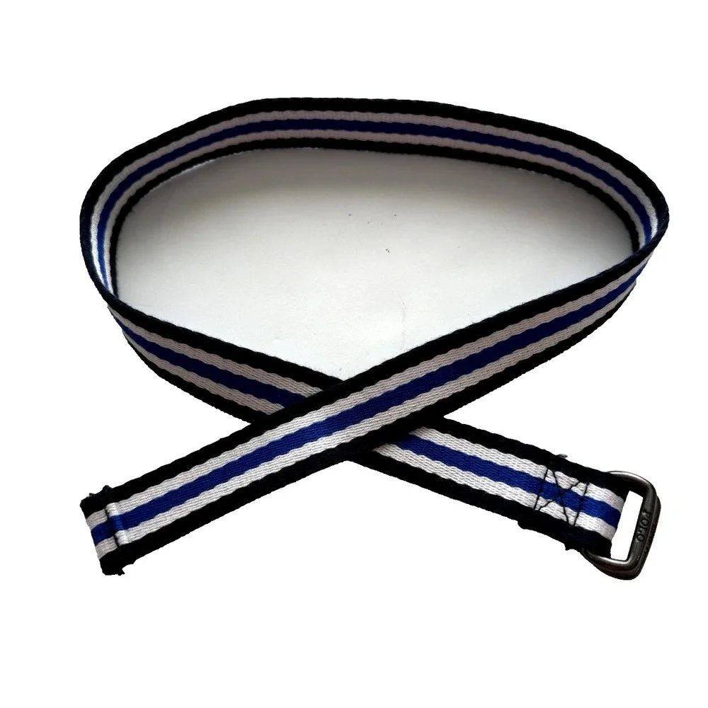 POLO Ralph Lauren Woven Canvas Belt Boy 7 Blue White Easter Preppy Stripe Dressy